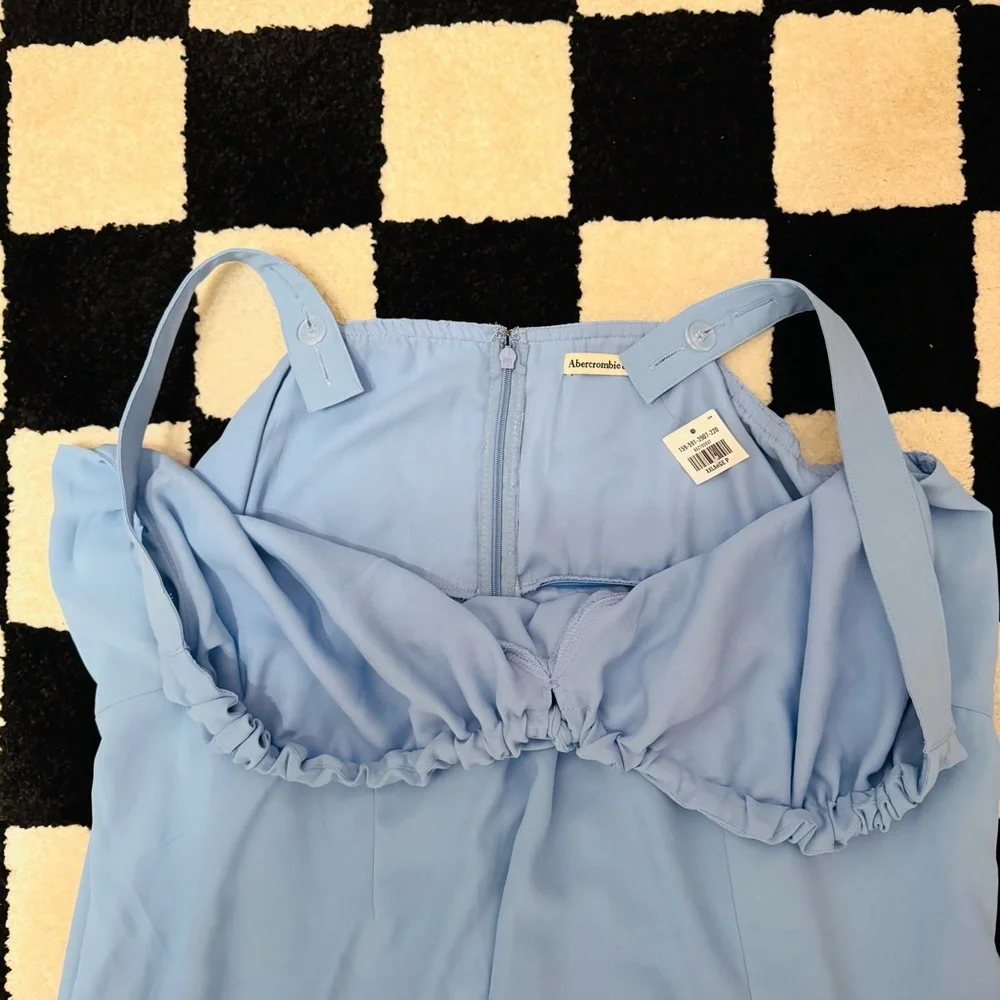 Abercrombie & Fitch Light Blue Sleeveless Dress with Bow Detail & Slit